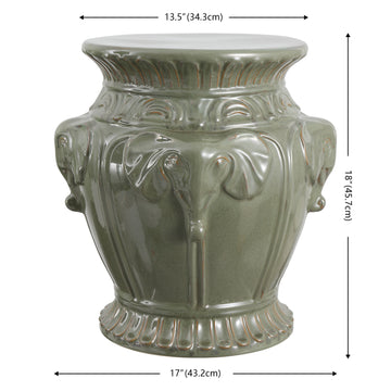 Anita 18" Classic Vintage Ceramic Indoor/Outdoor 4-Elephant Garden Stool